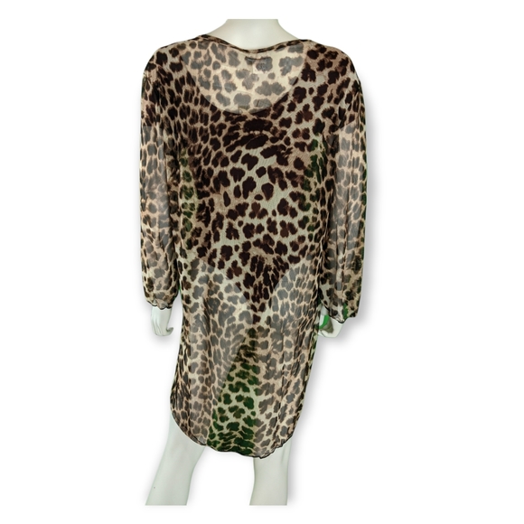 Jordan Taylor Cheetah Brown Sheer Long Sleeve Top XL - Picture 7 of 13
